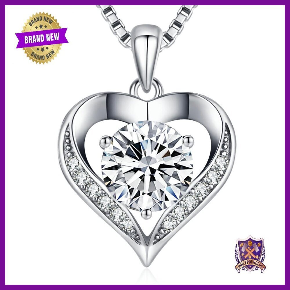 3 Carat Moissanite Heart Necklace Engraved I LOVE YOU Sterling Silver